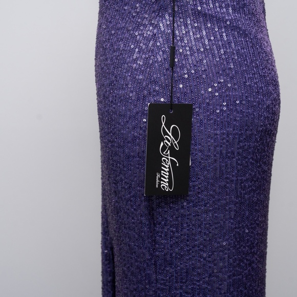 Le Femme Sequin One Shoulder Gown - Picture 9 of 13